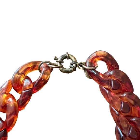 J. Crew Tortoise Shell Acrylic Chunky Chain Link Long Necklace - Picture 3 of 4